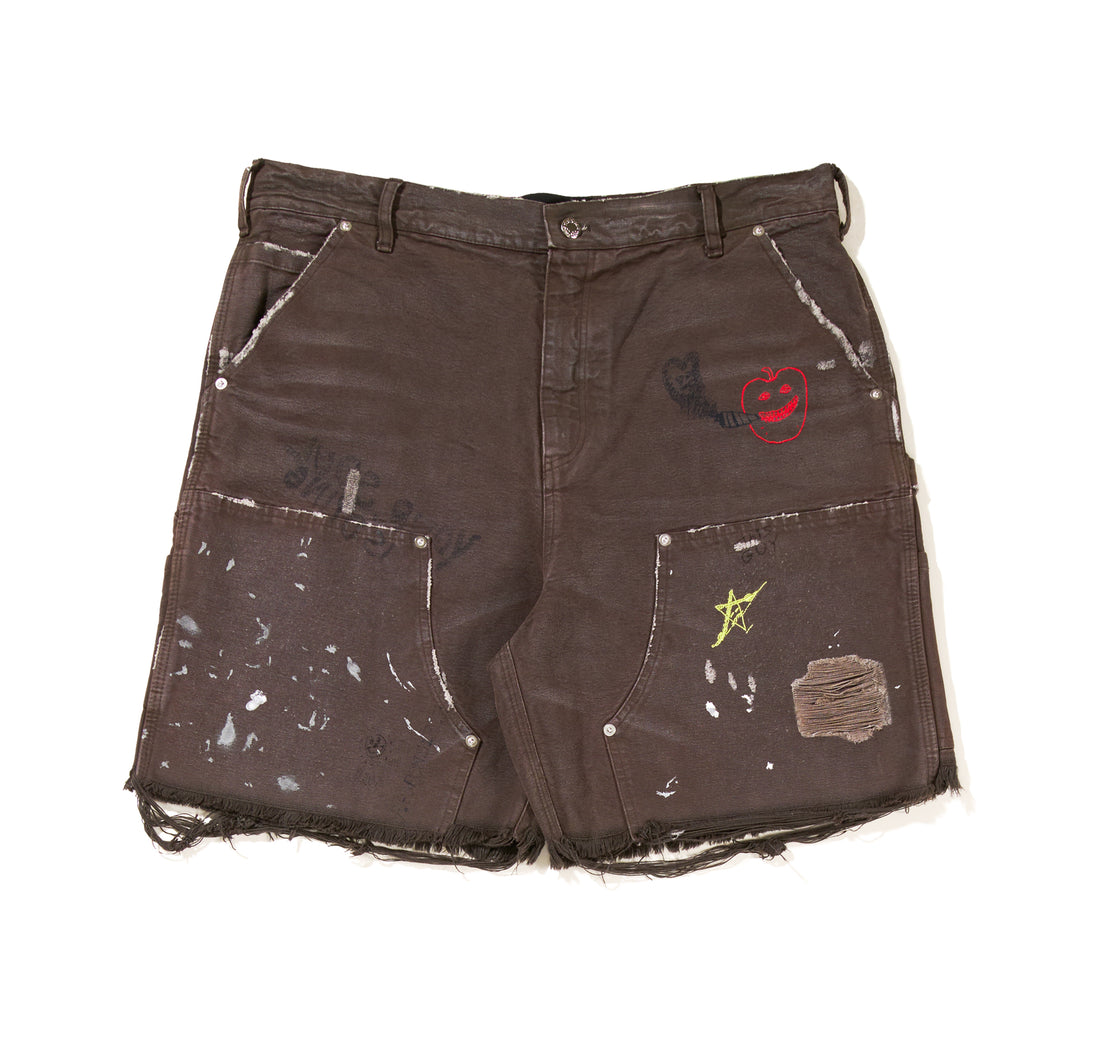 Hand Distressed HBT Double Knee Shorts main image 0