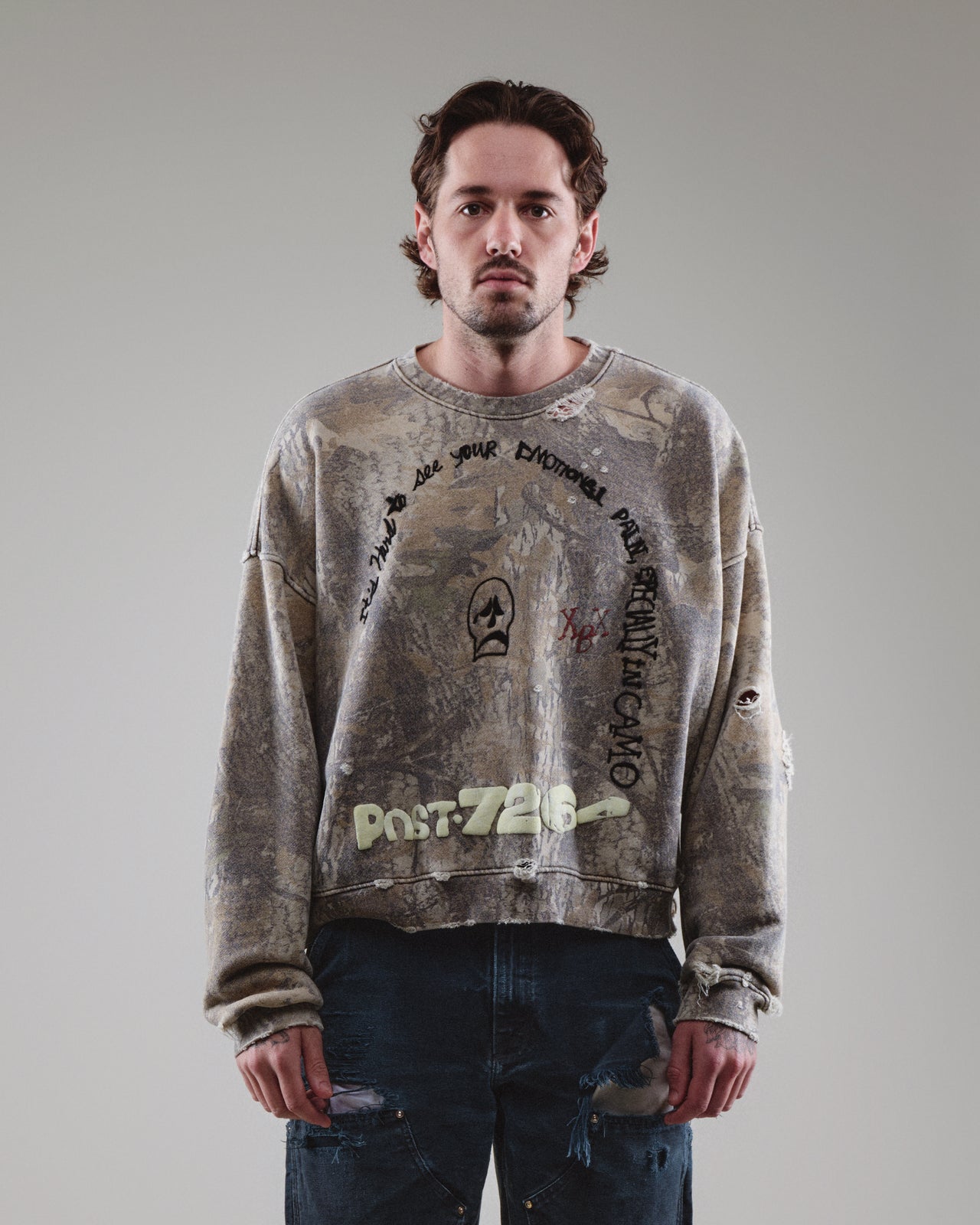 EMOTIONAL PAIN CAMO CREWNECK